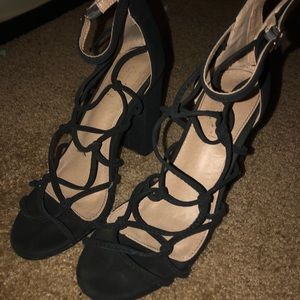 Black lace up heels